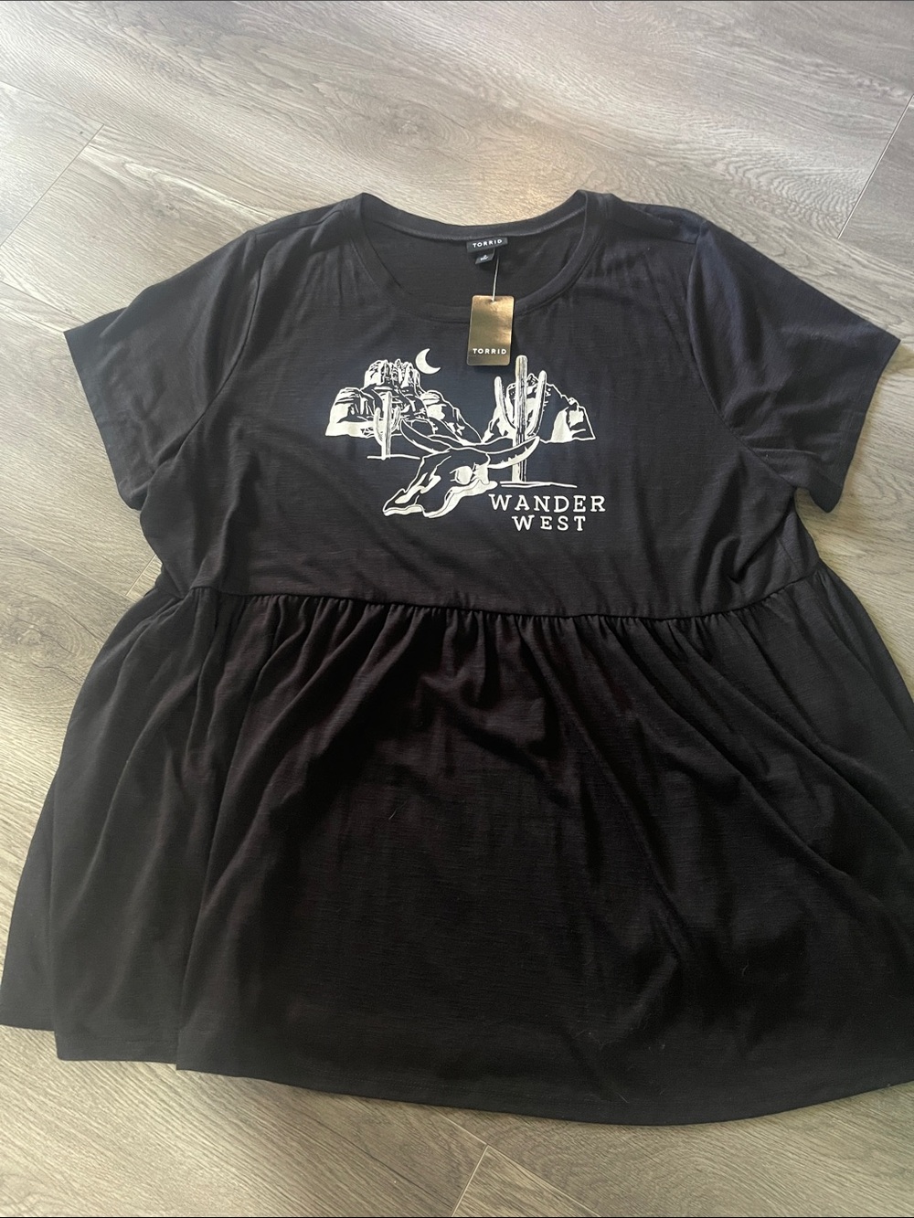 torrid Black 'Wander West' Graphic Peplum Top